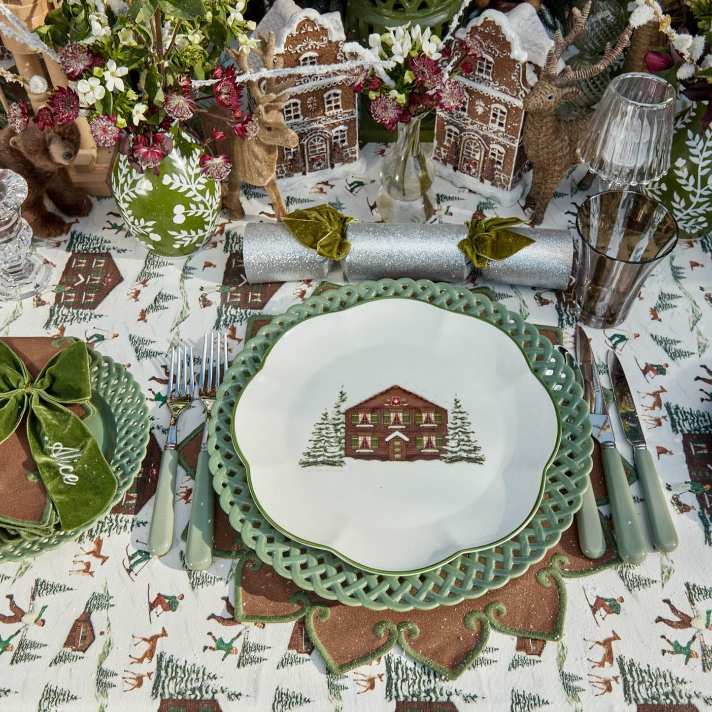 Sage Basketweave Dinner Plates (Set of 4)