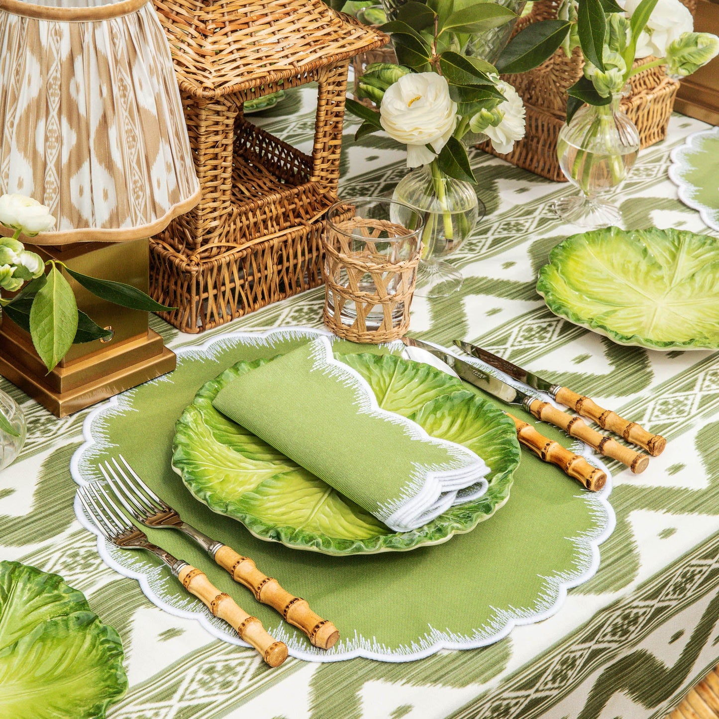 Green Serena Cabbage Dinner Plates (Set of 4)