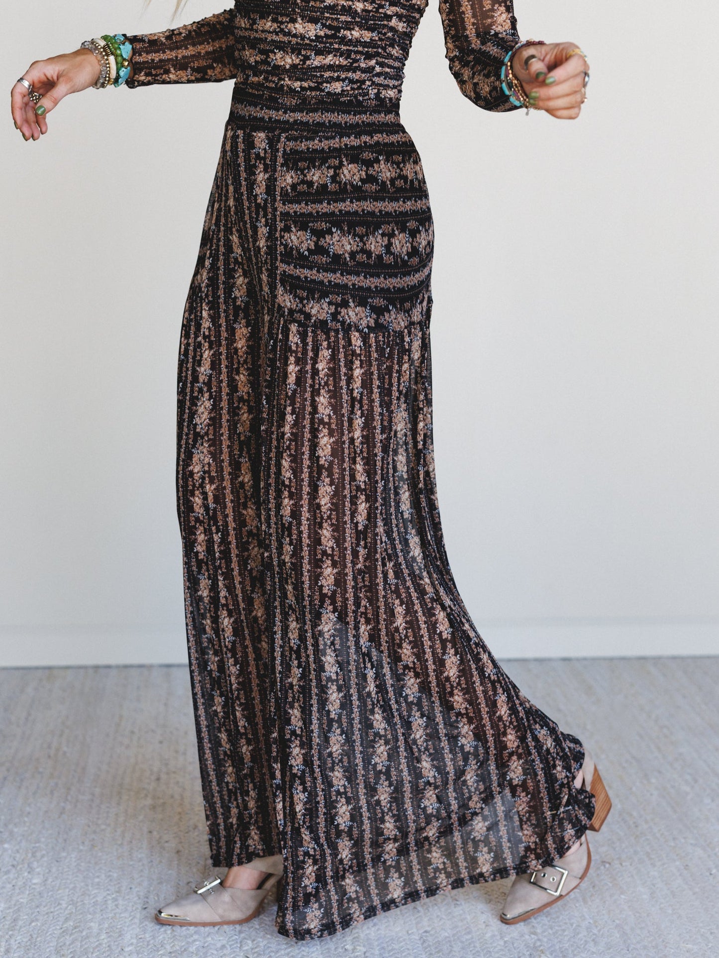 Drift Mode Floral Print Pants - Black - Pre Order