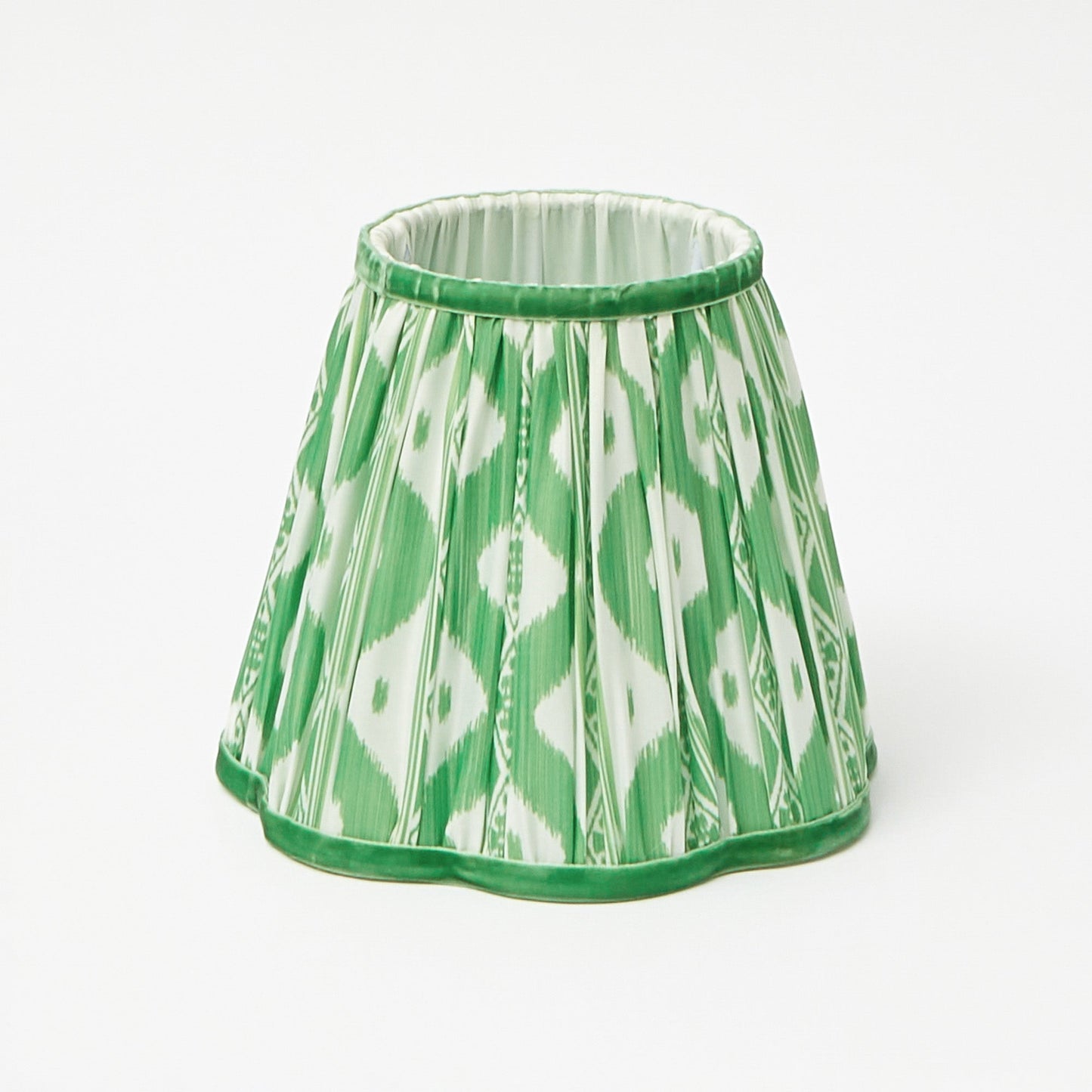 Rattan Bardot Rechargeable Lamp with Green Ikat Shade (18cm)