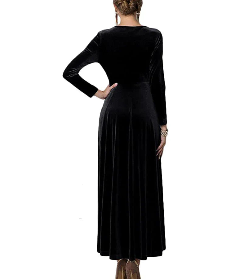 Autumn New 2023 Long Dress Cocktail Party Evening Elegant V Neck Velvet Formal Robe Gown Maxi Dress For Women Clothing Vestidos