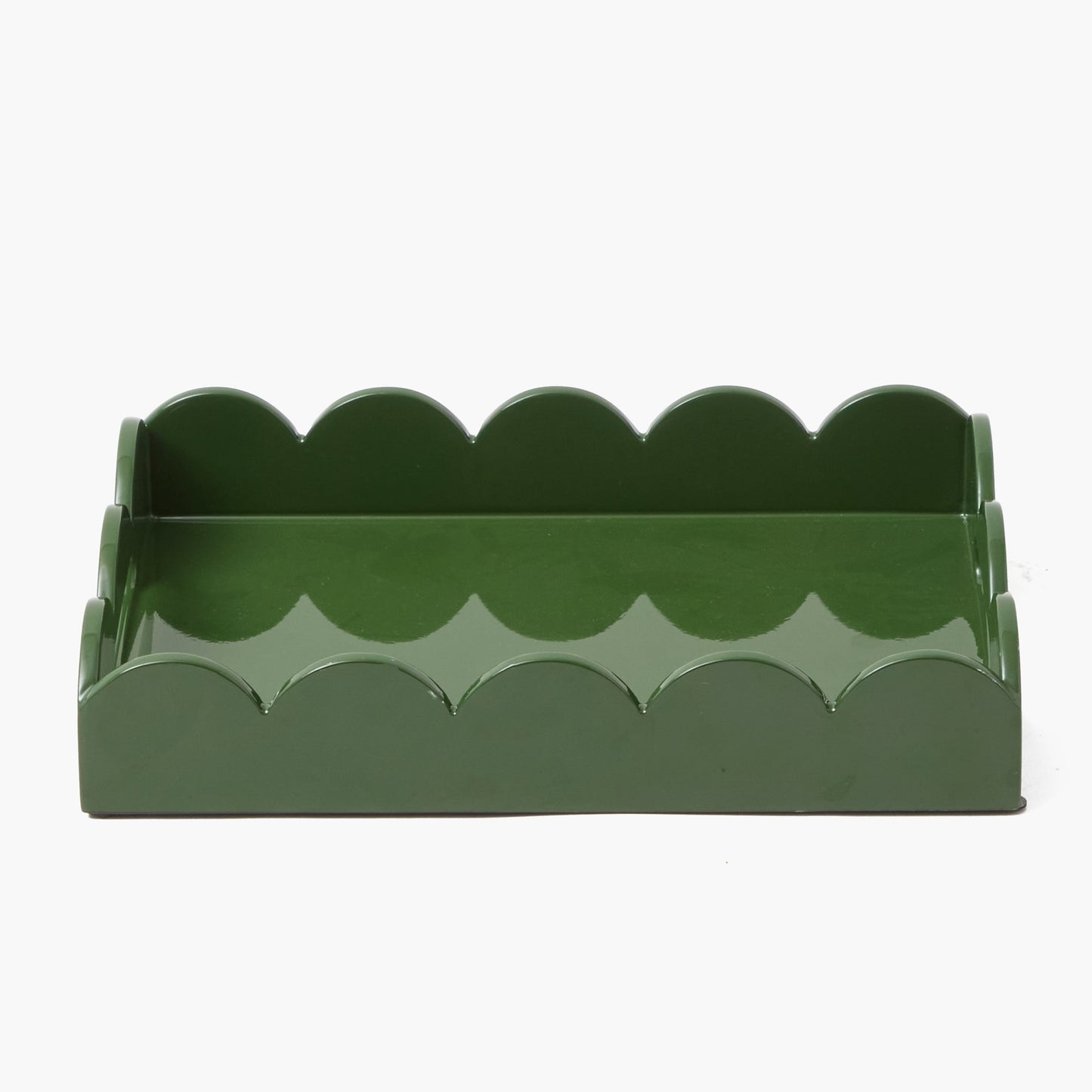 Olive Small Scalloped Lacquer Tray