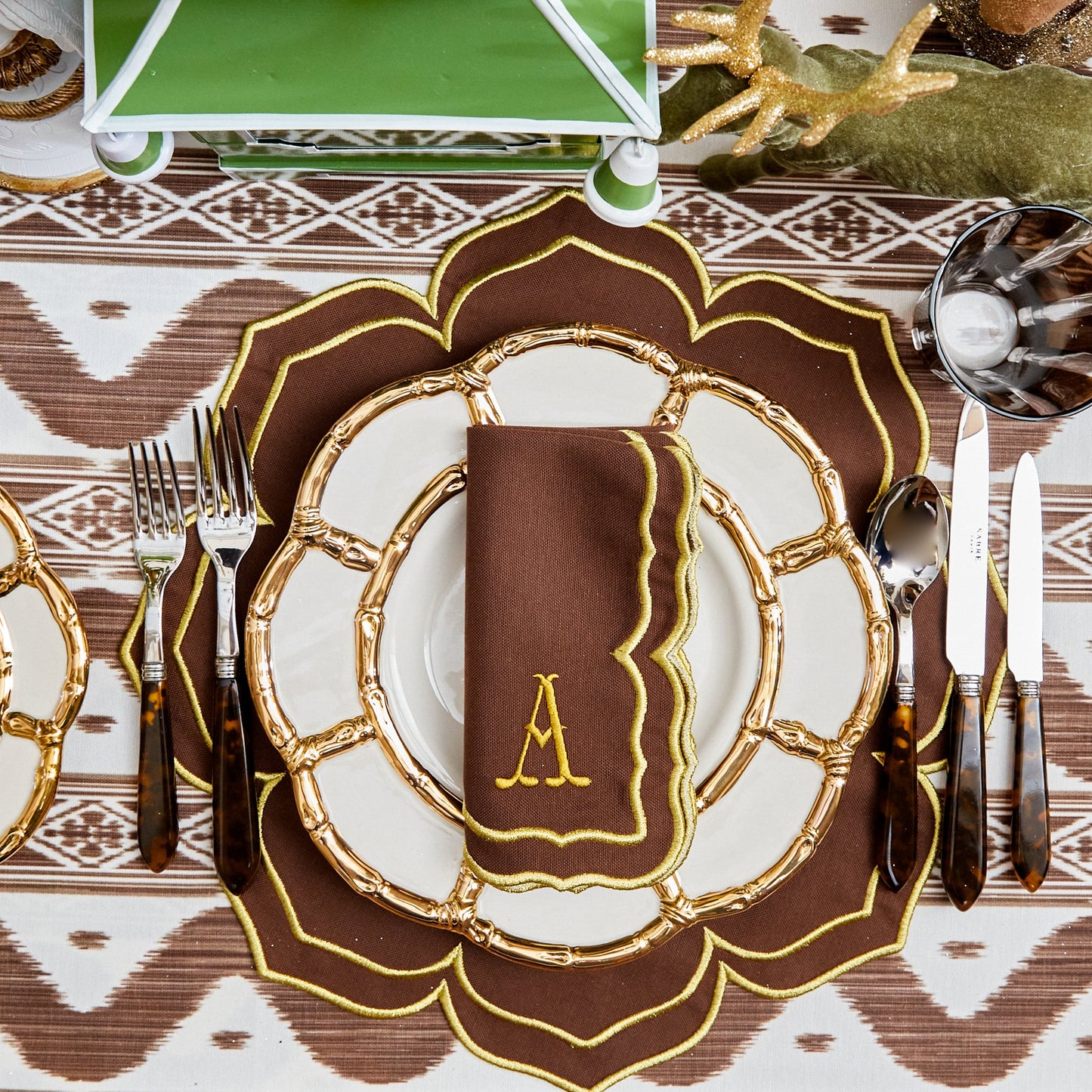 Chocolate Ikat Tablecloth