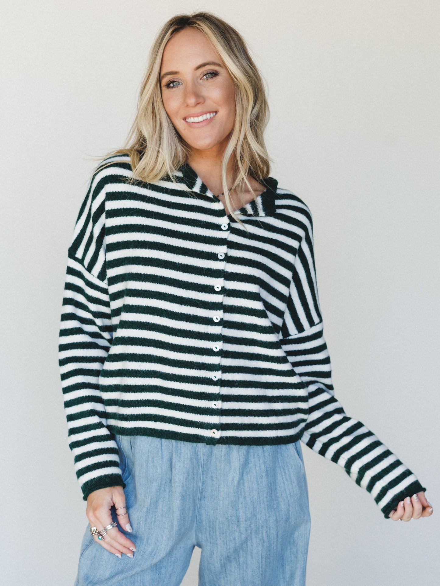 Aira Button Down Cardigan - Forest - Pre Order