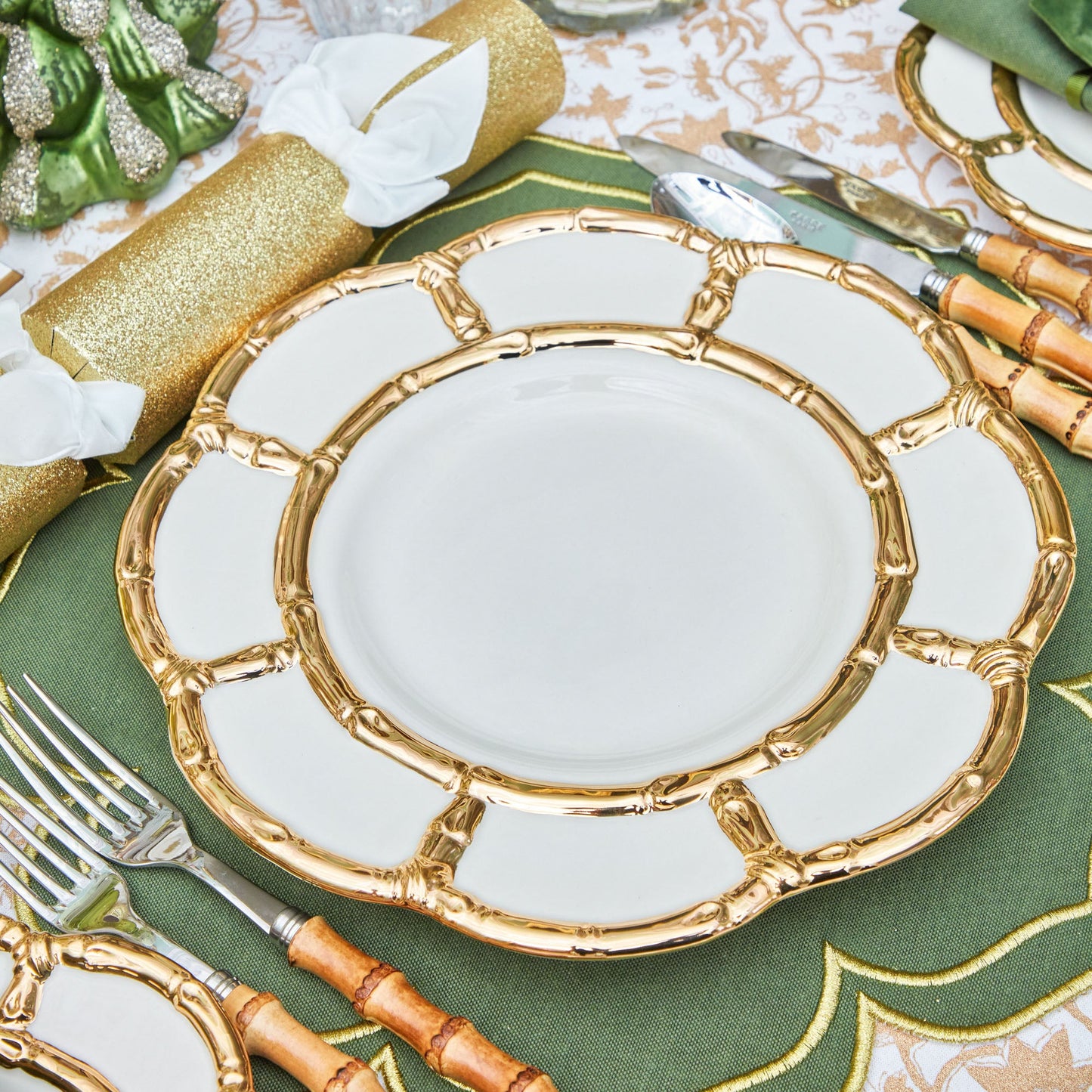 Gold Petal Bamboo Ceramic Dinner Plate