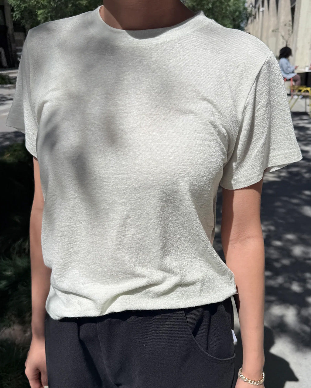 Bo Linen Blend Tee - Salt