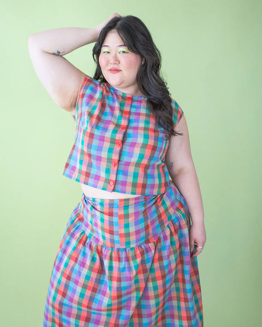 Madeline Top - Colorburst Plaid