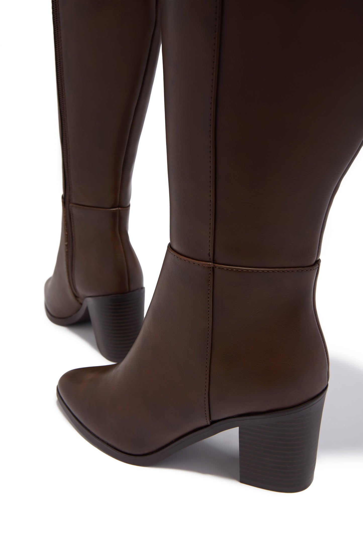 Draya Wide Fit Block Heel Boots - Brown