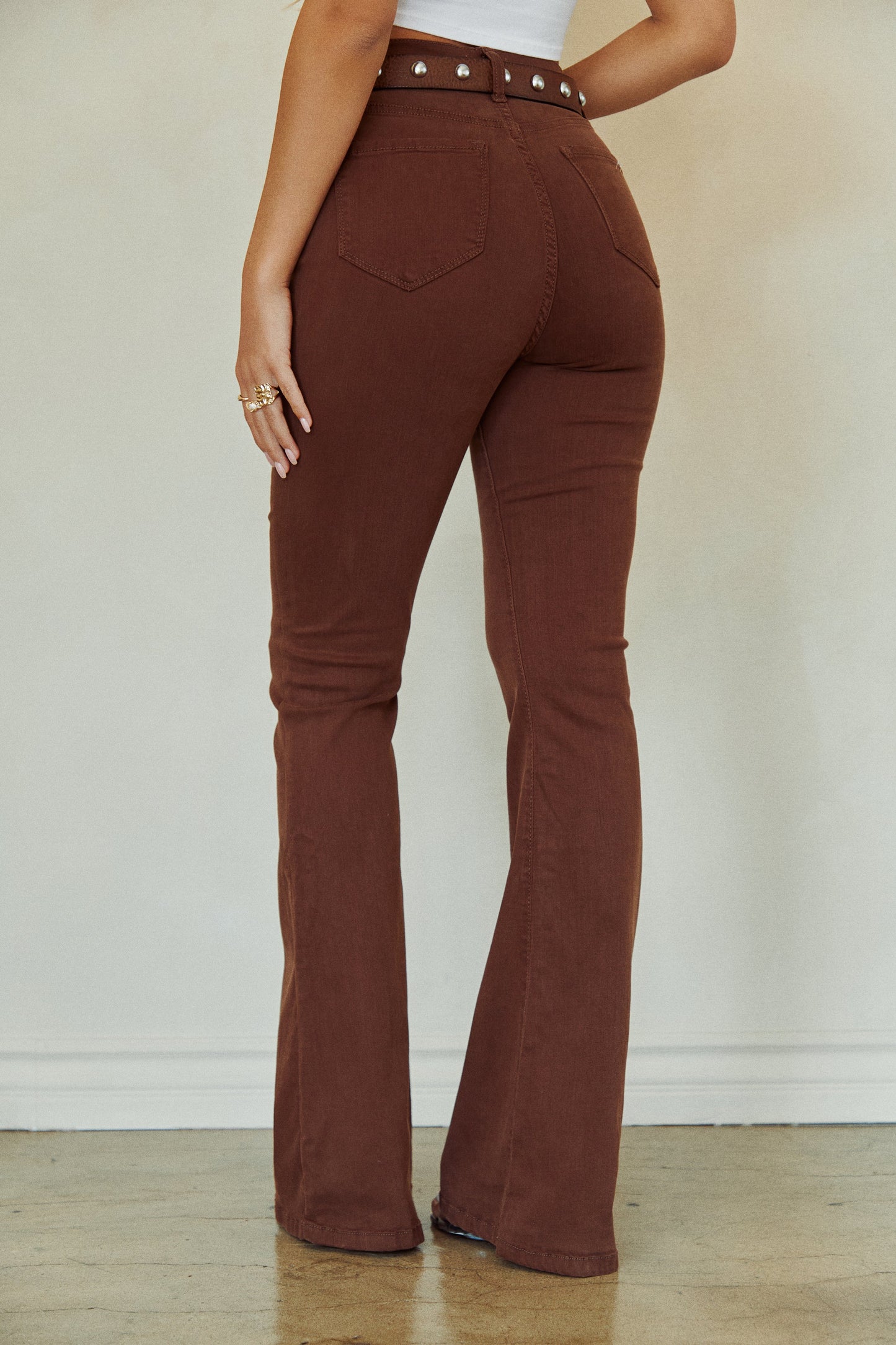 Nessa High Waist Flare Pant - Brown