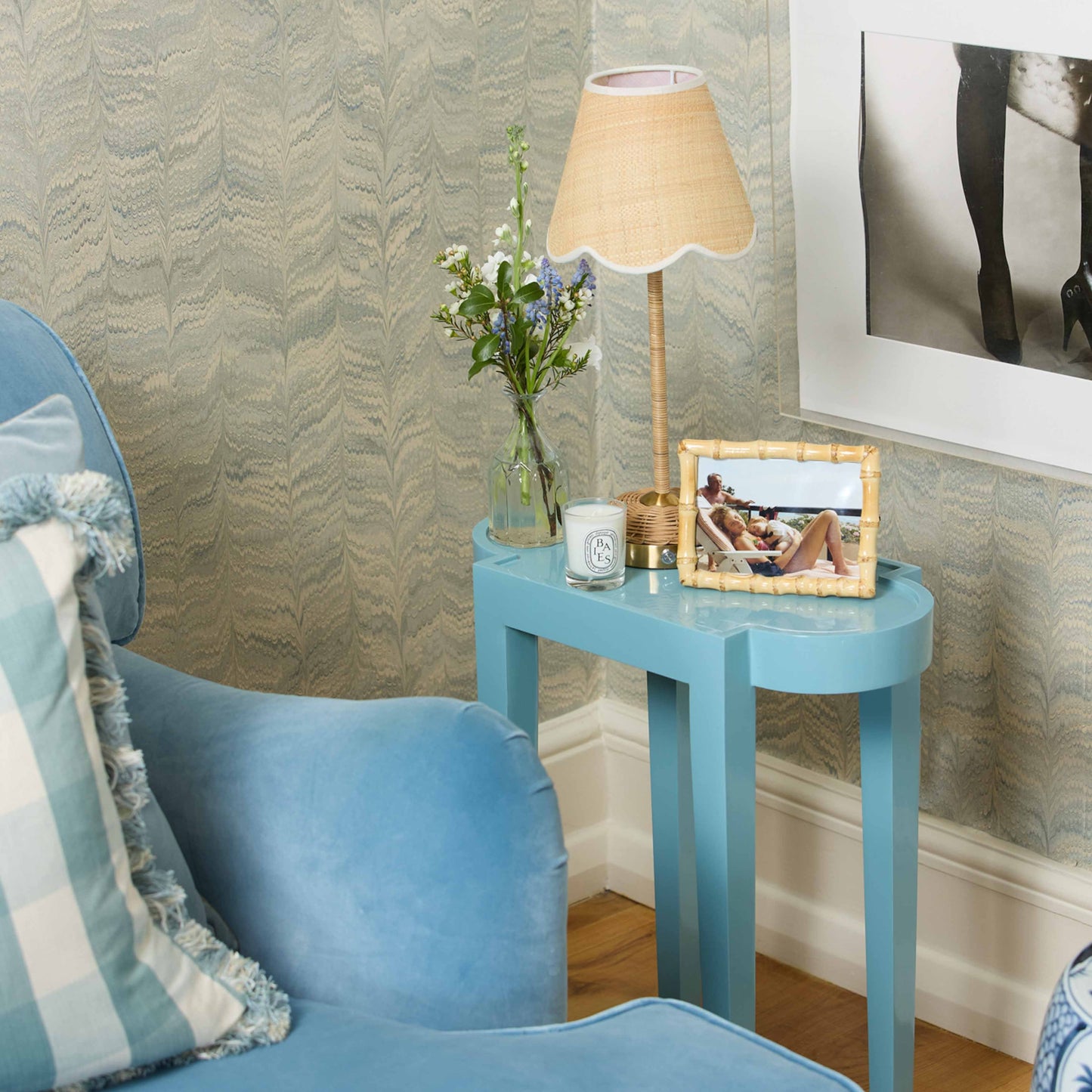 Duck-egg Blue Lacquer Rectangle Side Table
