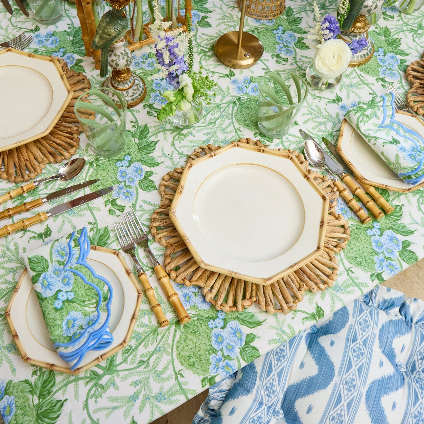 Green & Blue Lady Isabella's Garden Placemats & Napkins (Set of 4)