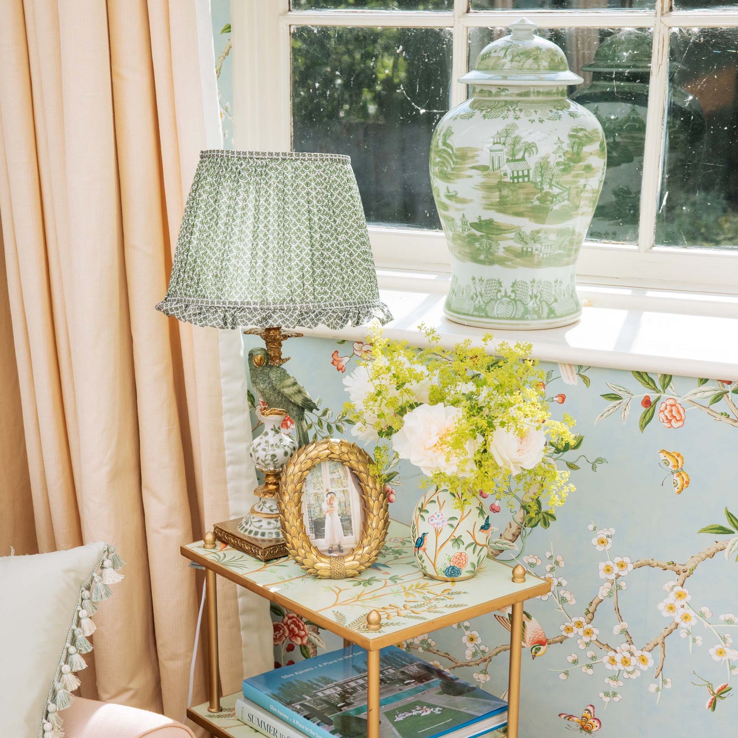 Olive Lotus Ruffle Lampshade (30cm)
