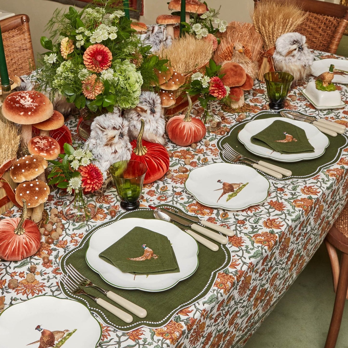 Forest Green Eloise Linen Placemats (Set of 4)