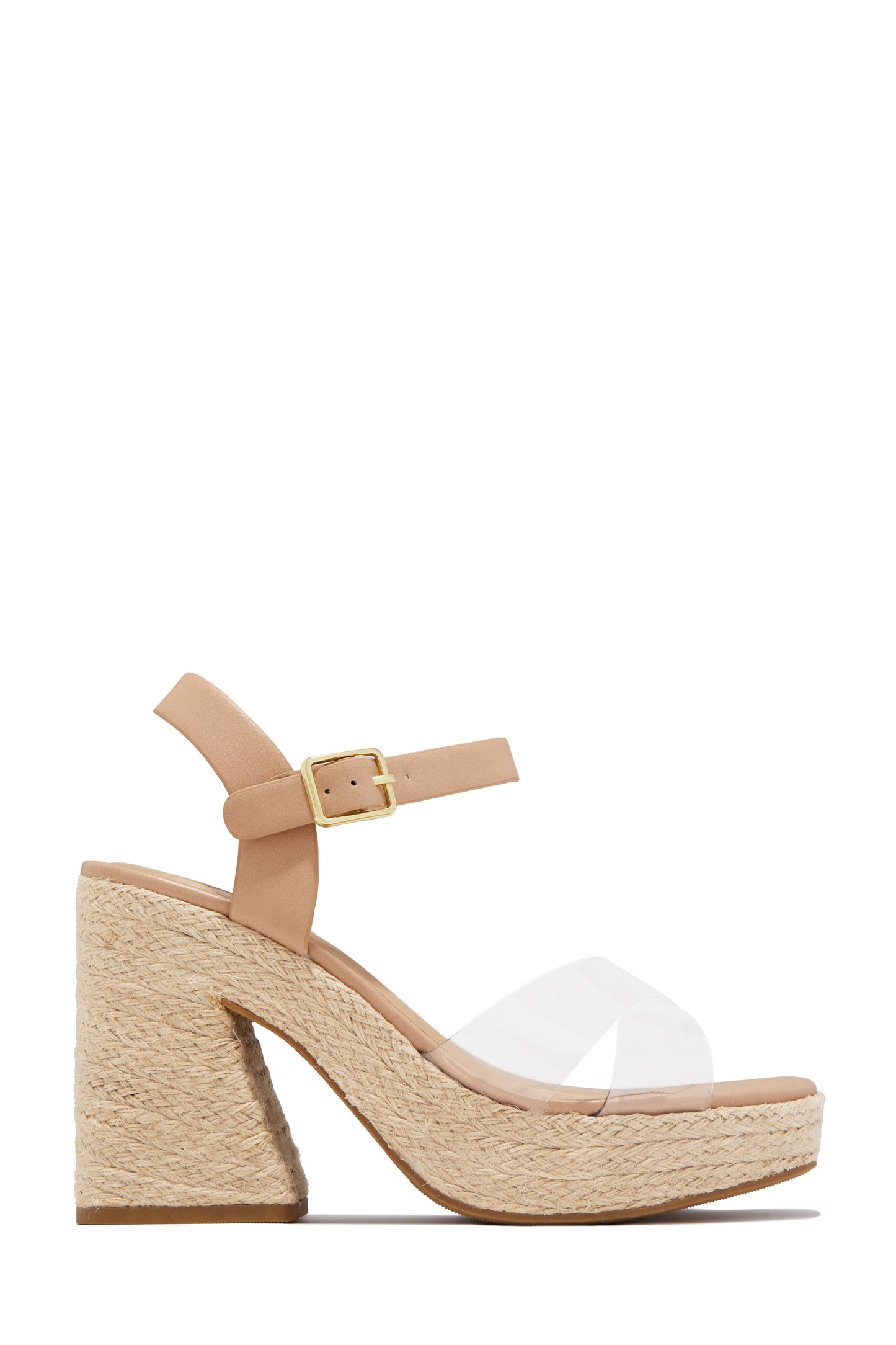 Xoch Platform Clear Strap Espadrille Heels - Nude