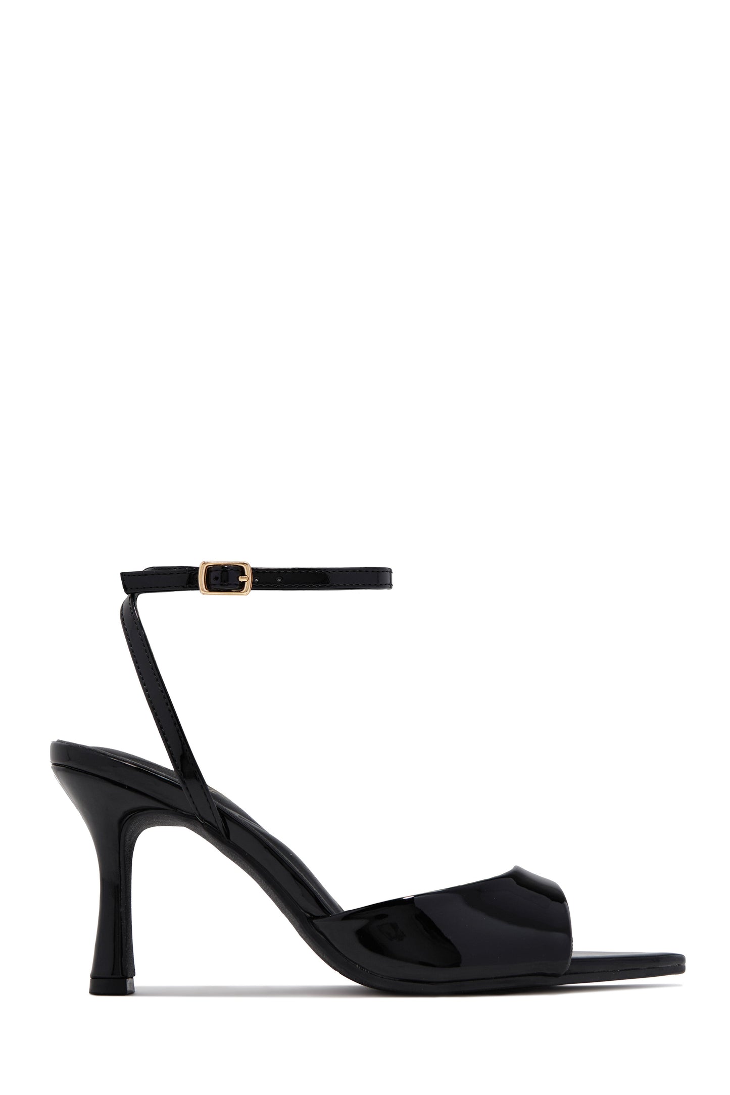 Melissa Ankle Strap Single Sole Heels - Black PAT