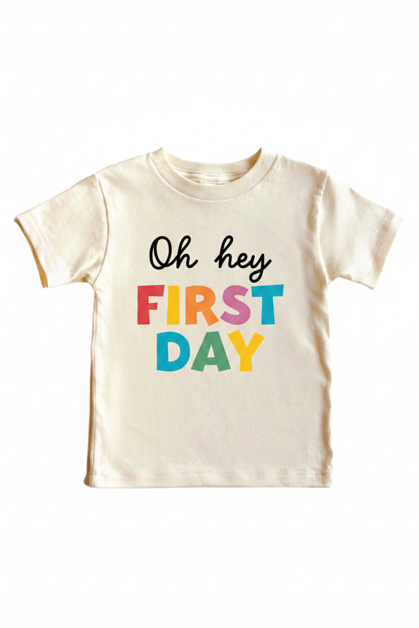 Oh Hey First Day of School Kids Graphic Tee | Natural