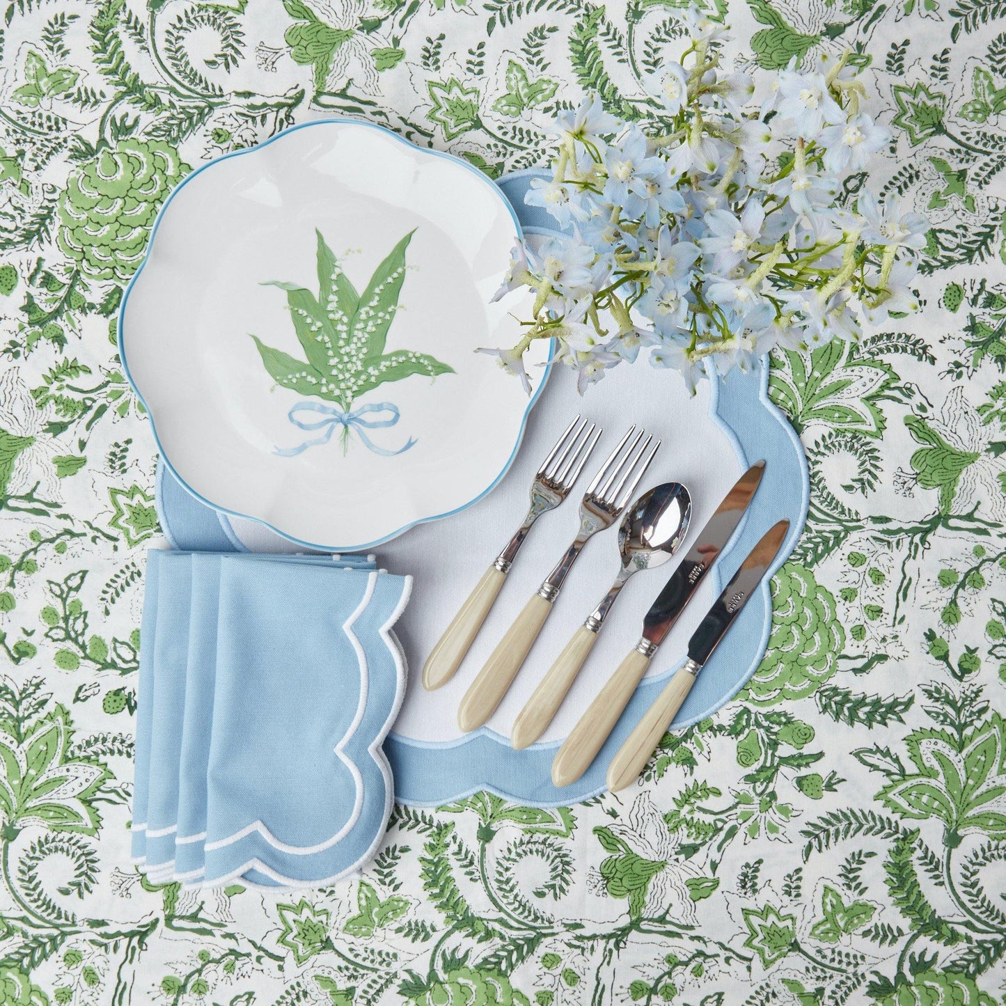 Blue Serena Appliqué Placemats (Set of 4)