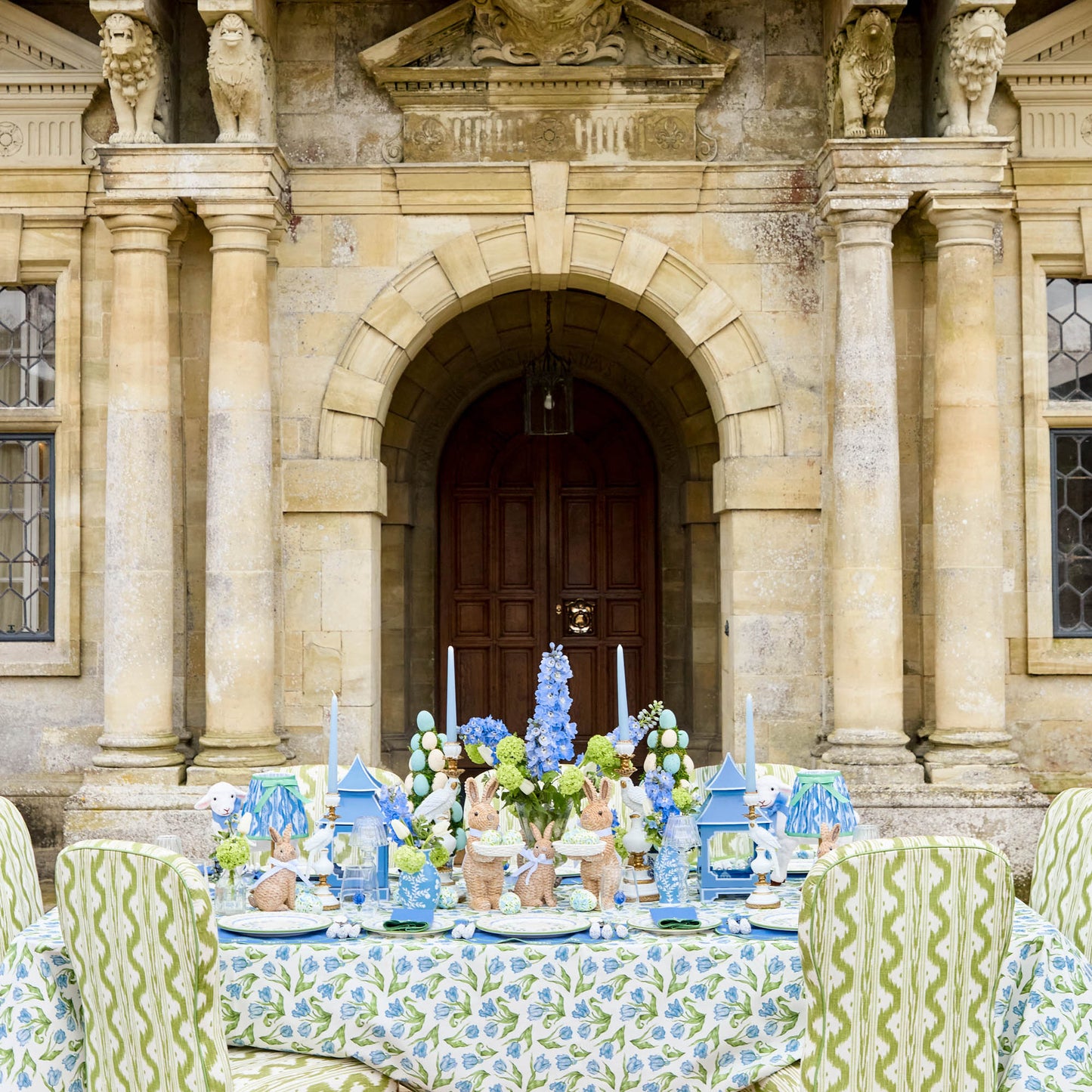 Blue Lily of the Valley Linen Napkins (Set of 4)