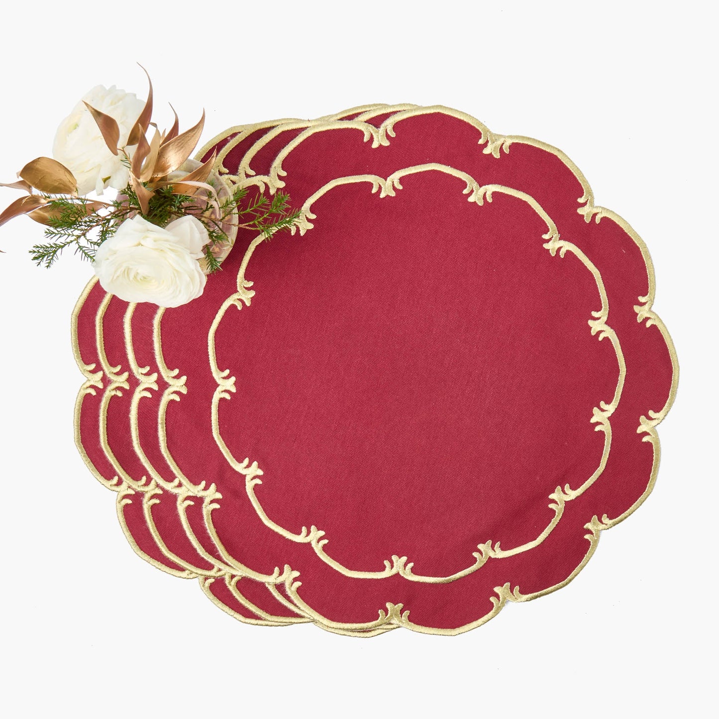Burgundy & Gold Amanda Placemats (Set of 4)
