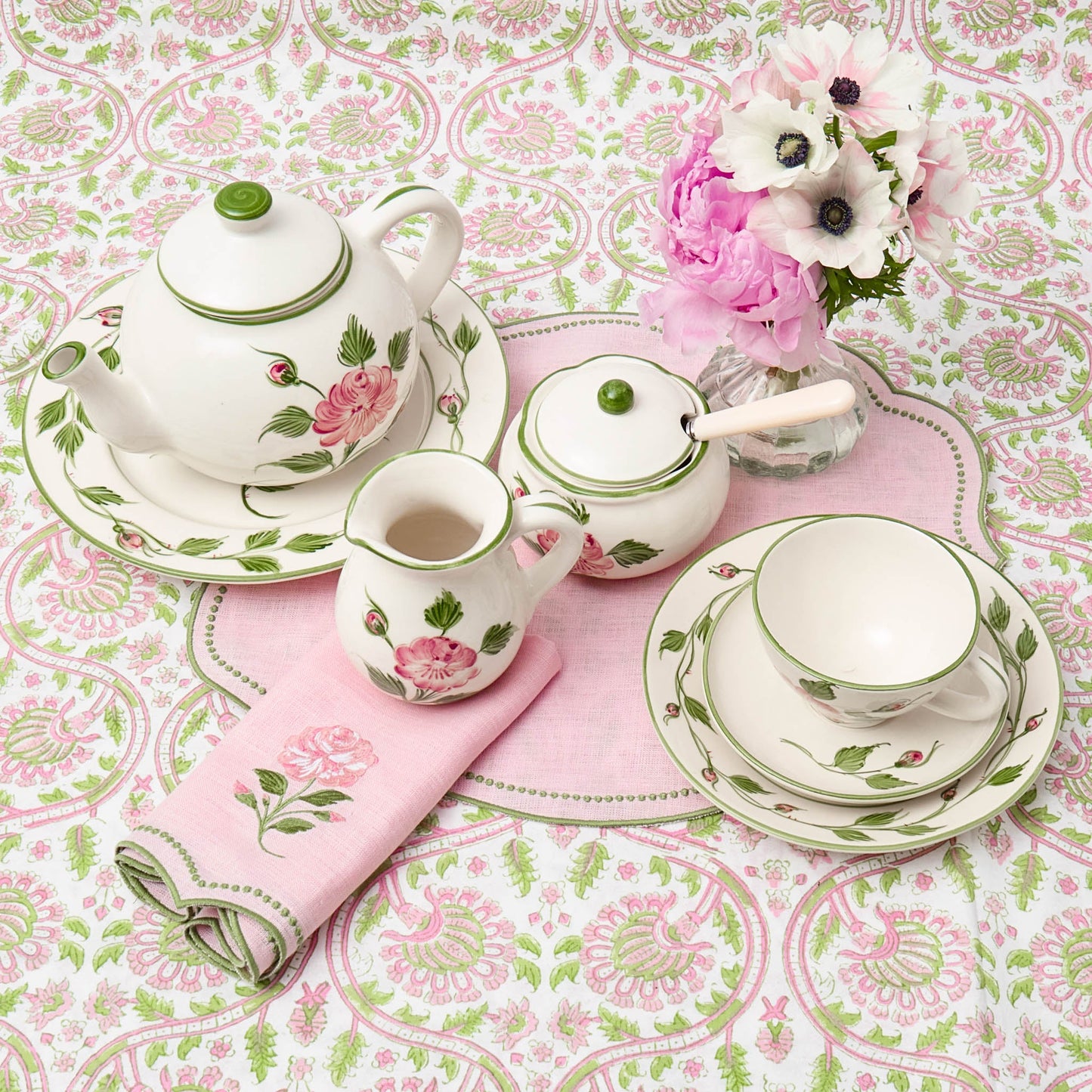 Pink & Green Eloise Linen Placemats (Set of 4)