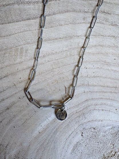 letter paperclip chain necklace - p