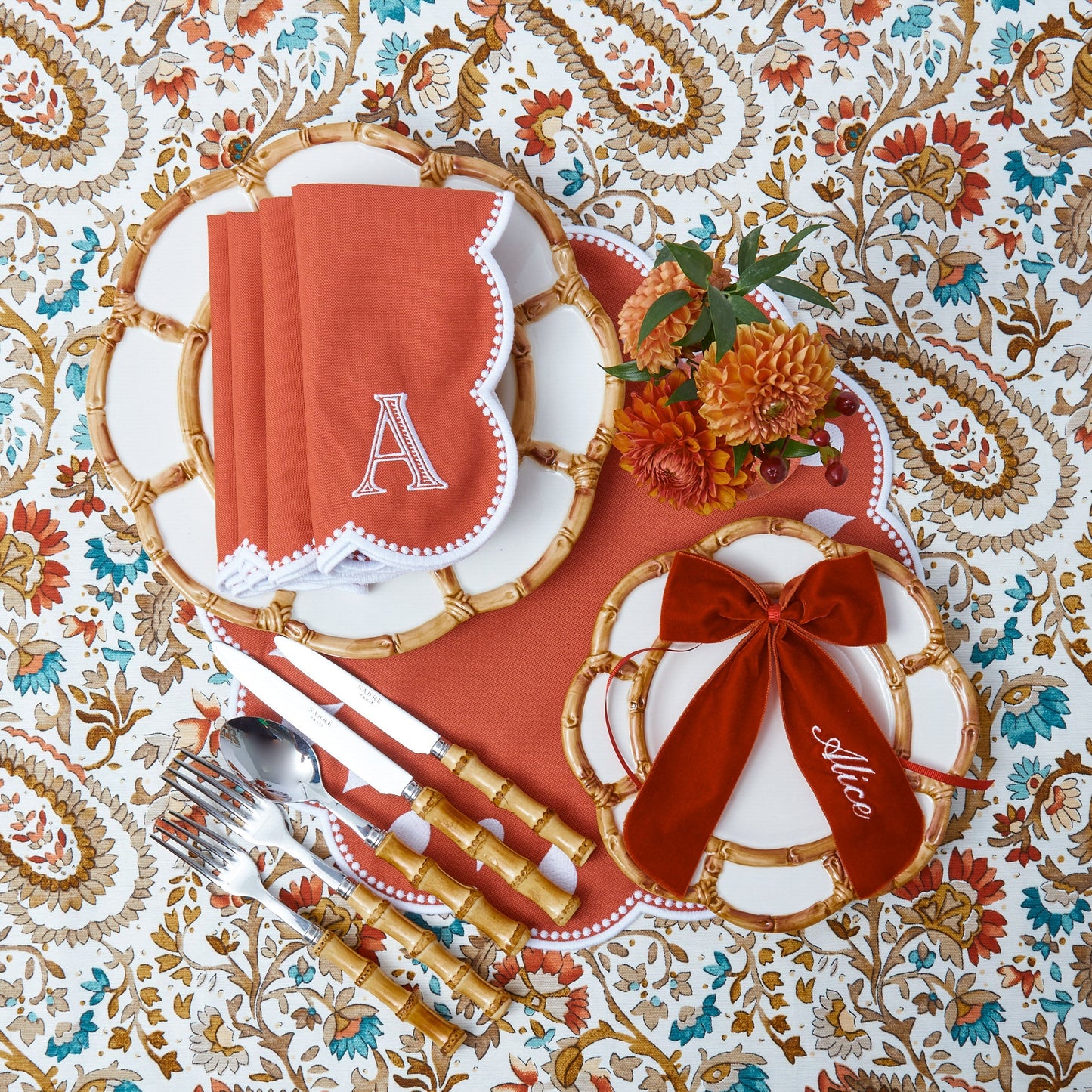 Burnt Orange Personalisable Bow