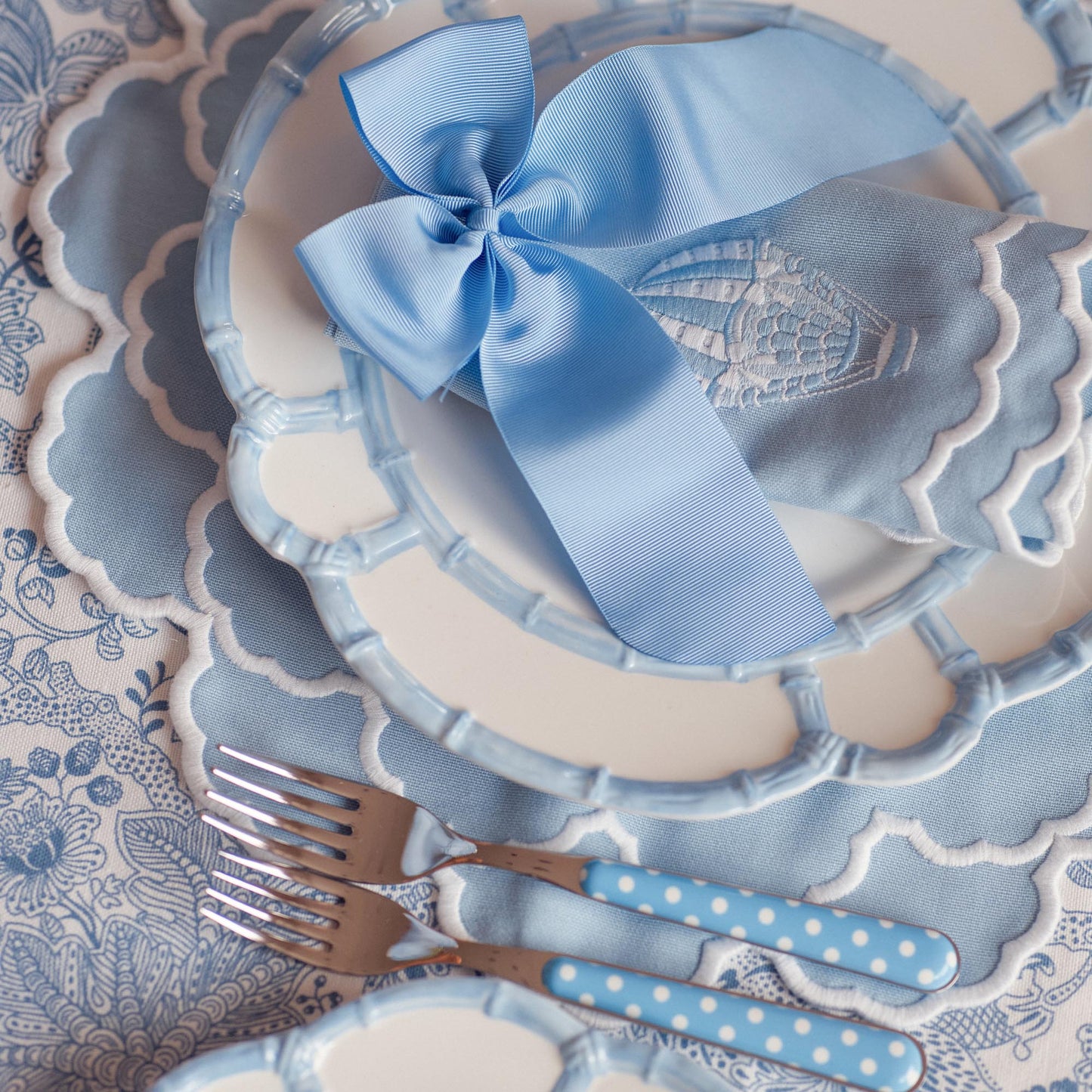 Blue Melamine Bamboo Dinner & Starter Plates (Set of 8)