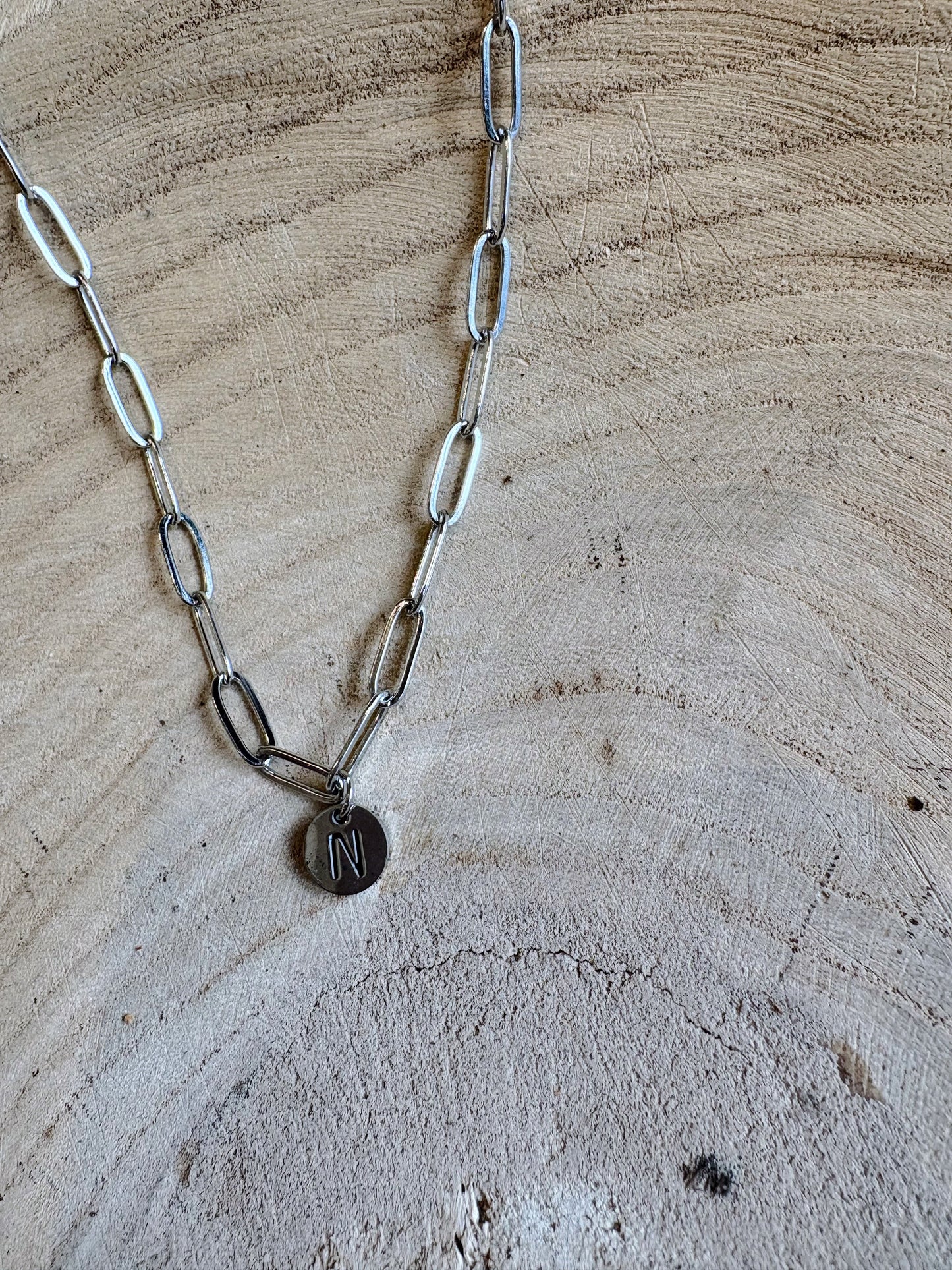letter paperclip chain necklace - n