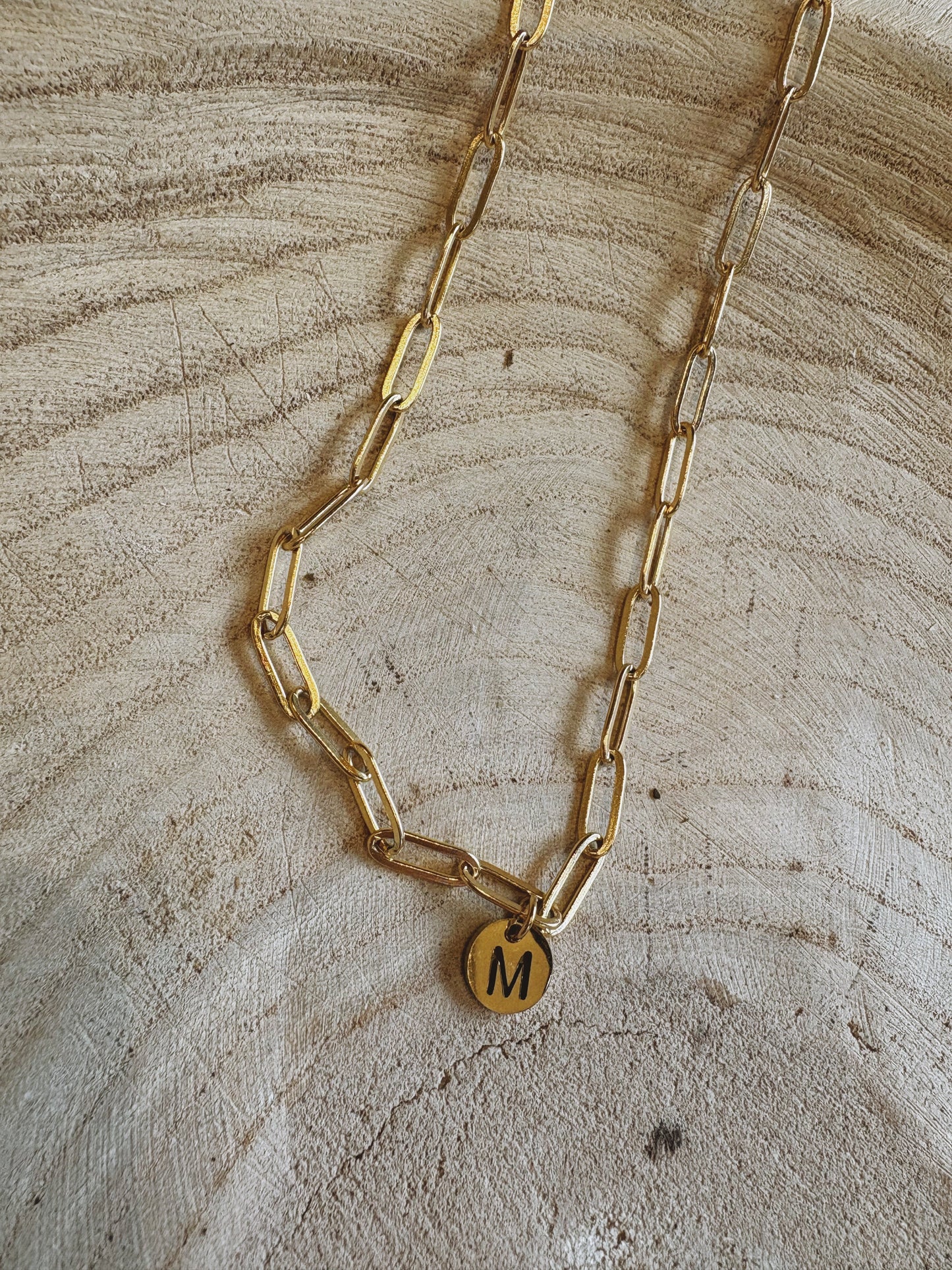 letter paperclip chain necklace - m