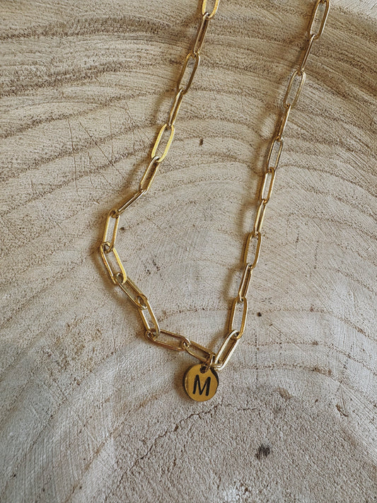 letter paperclip chain necklace - m