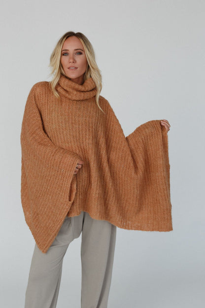 All My Thanks Turtleneck Poncho - Tan - Pre Order
