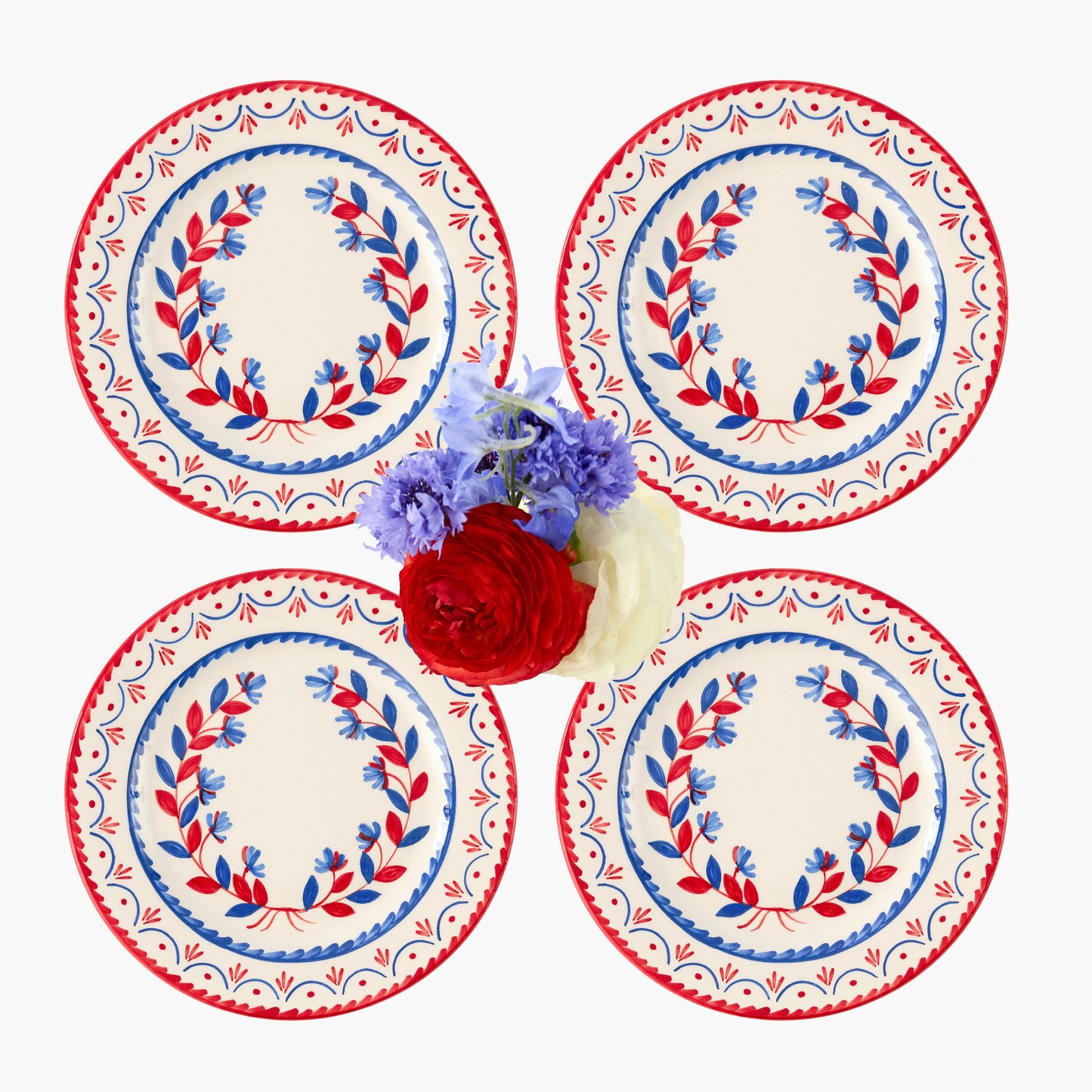 Blue & Red Josephine Starter Plate (Set of 4)