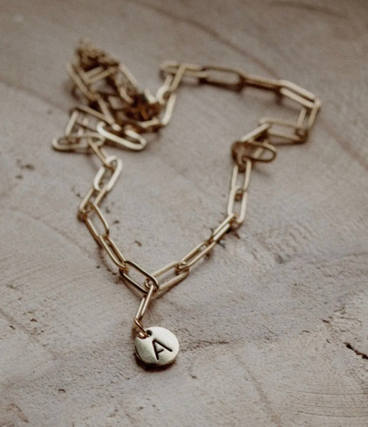 letter paperclip chain necklace - a