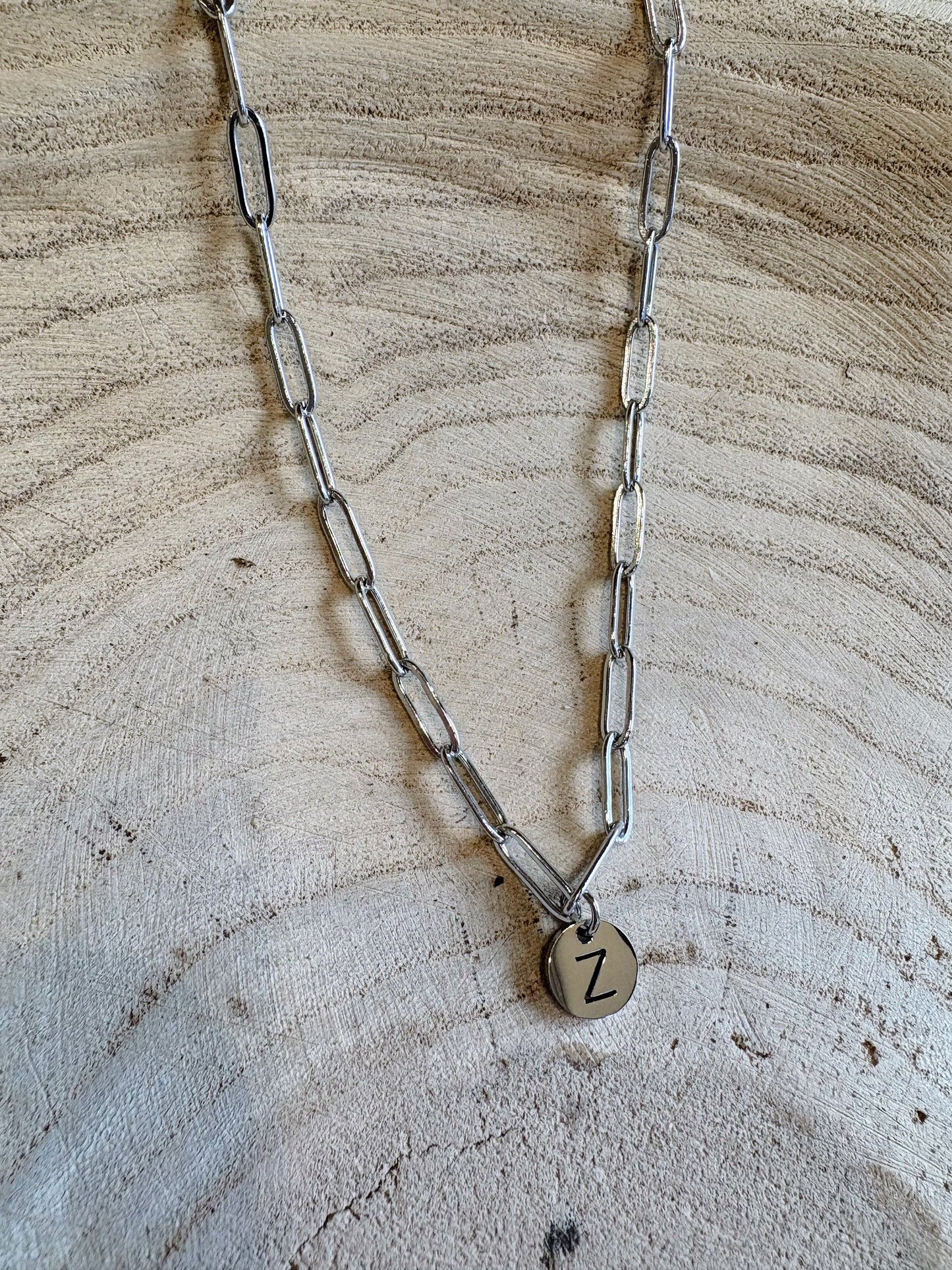letter paperclip chain necklace - z