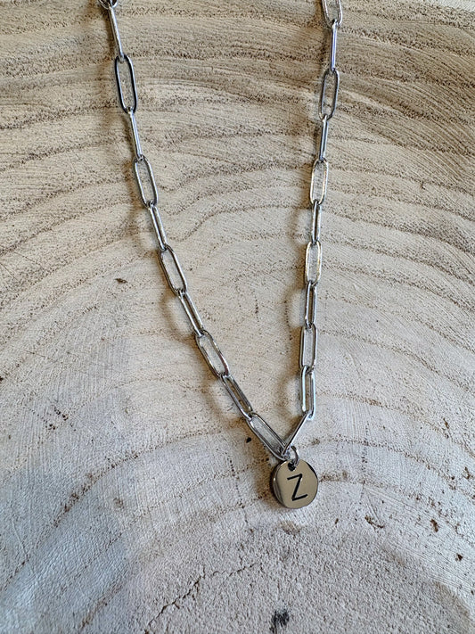 letter paperclip chain necklace - z