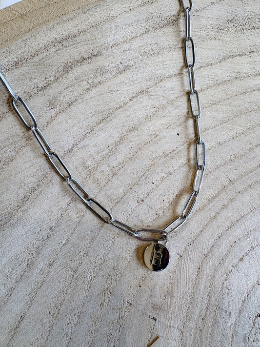letter paperclip chain necklace - b
