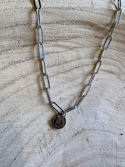 letter paperclip chain necklace - j