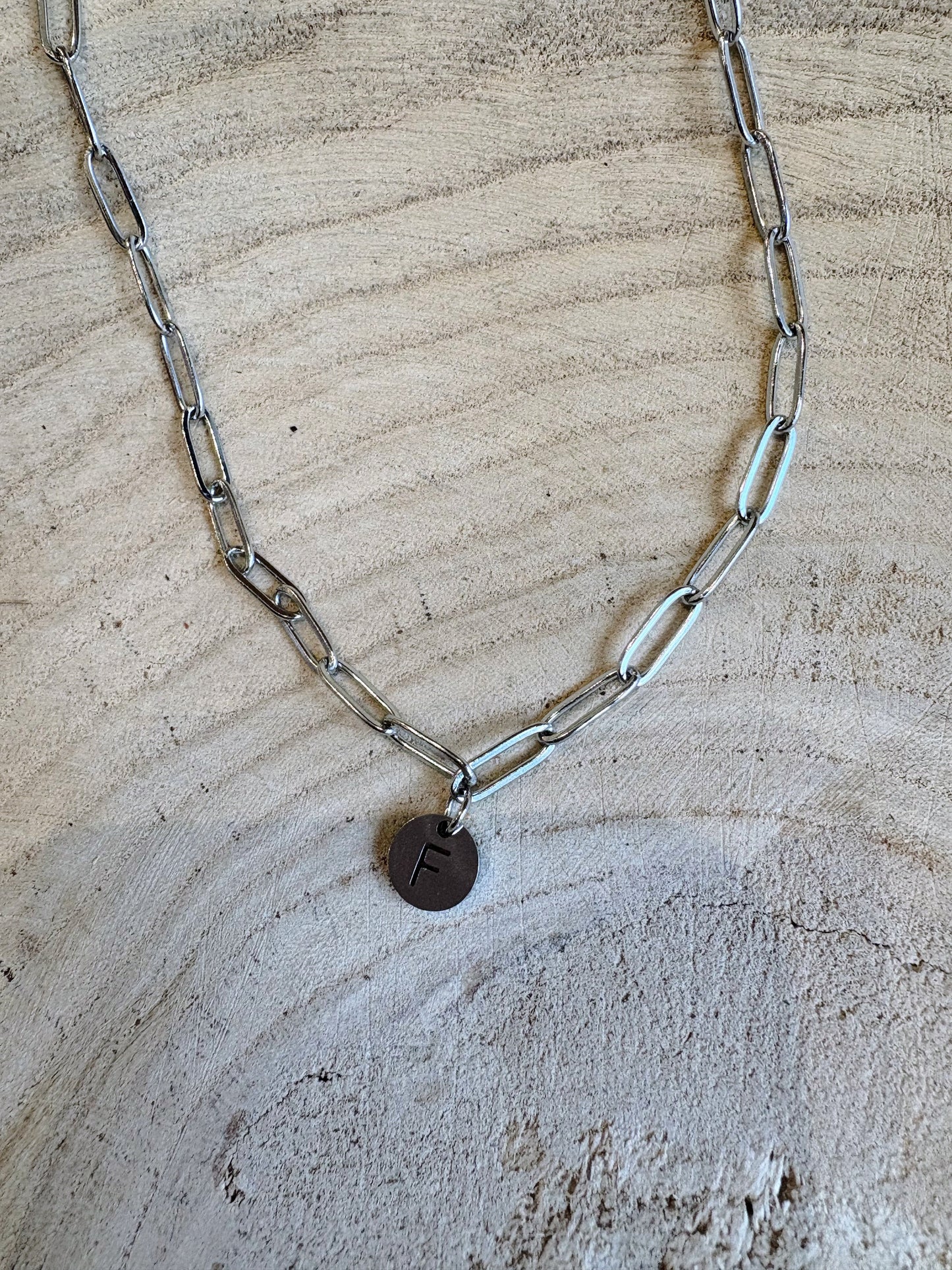 letter paperclip chain necklace - f