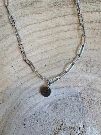 letter paperclip chain necklace - f