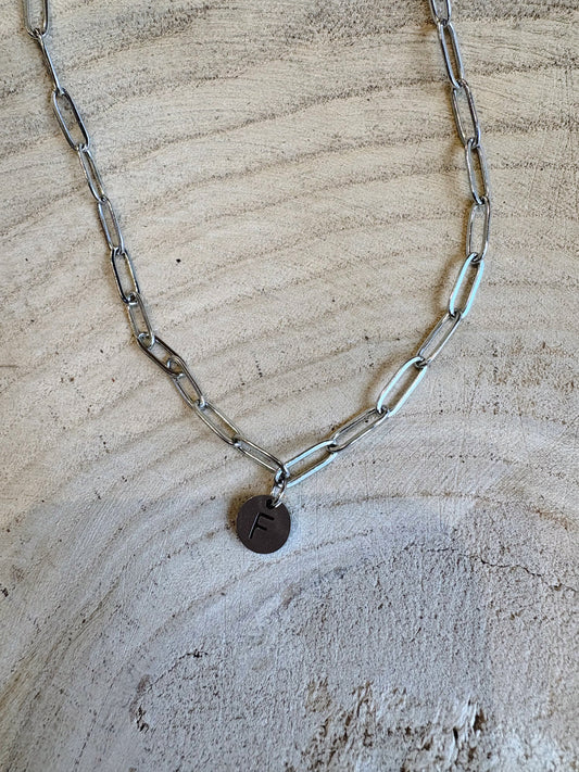 letter paperclip chain necklace - f