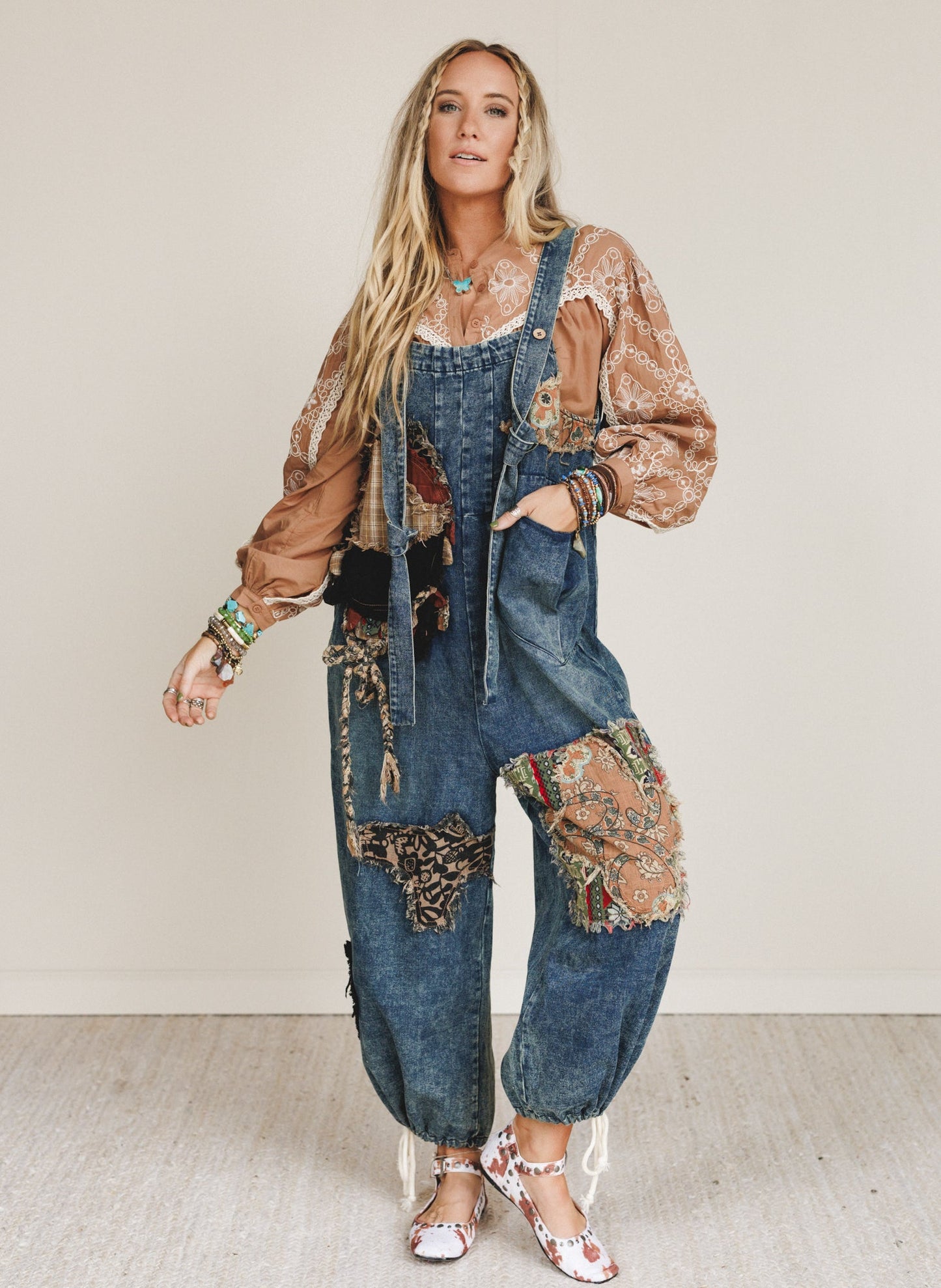 Cottage Cool Patchwork Overalls - Denim - Pre Order