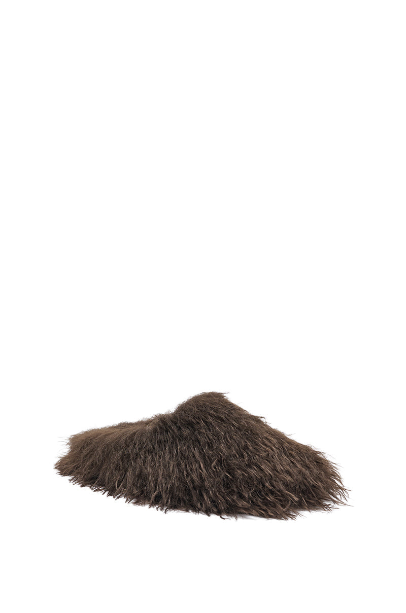 AKIRA ANGOL CHOCOLATE SHAGGY FLAT SLIPPER