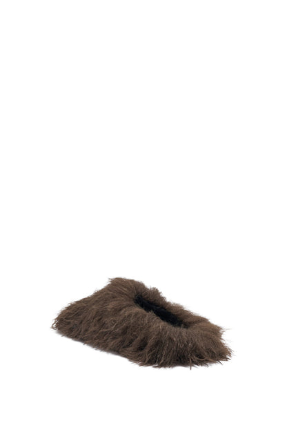 AKIRA ANGOL CHOCOLATE SHAGGY FLAT SLIPPER