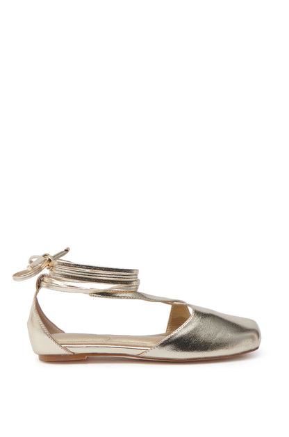 AKIRA AULORA GOLD FLAT SANDAL WITH PEEP TOE