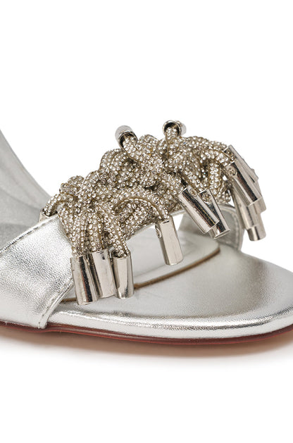 AKIRA GOLD AURIELLE SILVER RHINESTONE EMBELLISHED STILETTO SANDAL