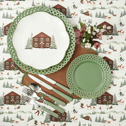 Sage Basketweave Dinner Plates (Set of 4)
