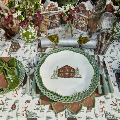 Sage Basketweave Dinner Plates (Set of 4)
