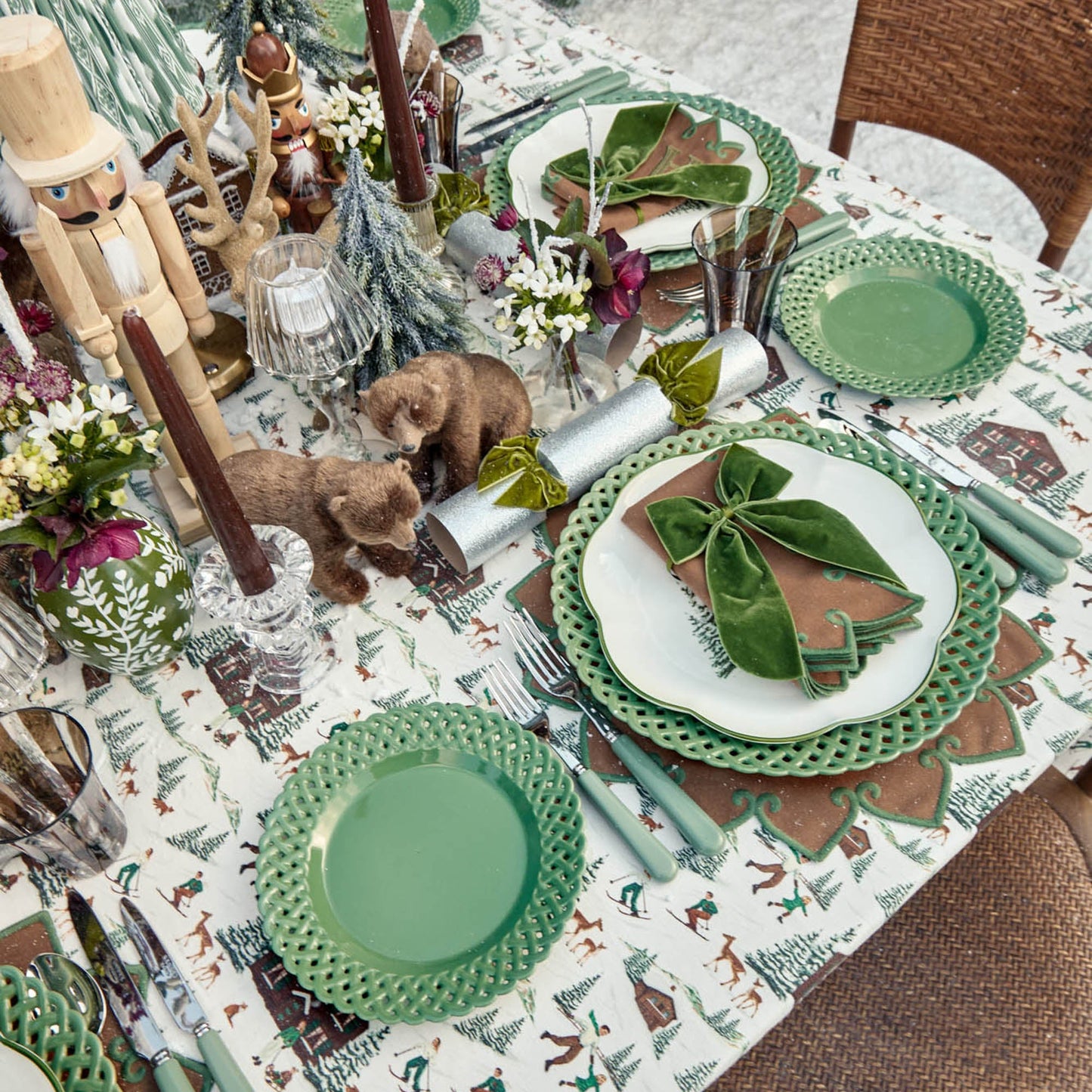 Sage Basketweave Dinner Plates (Set of 4)