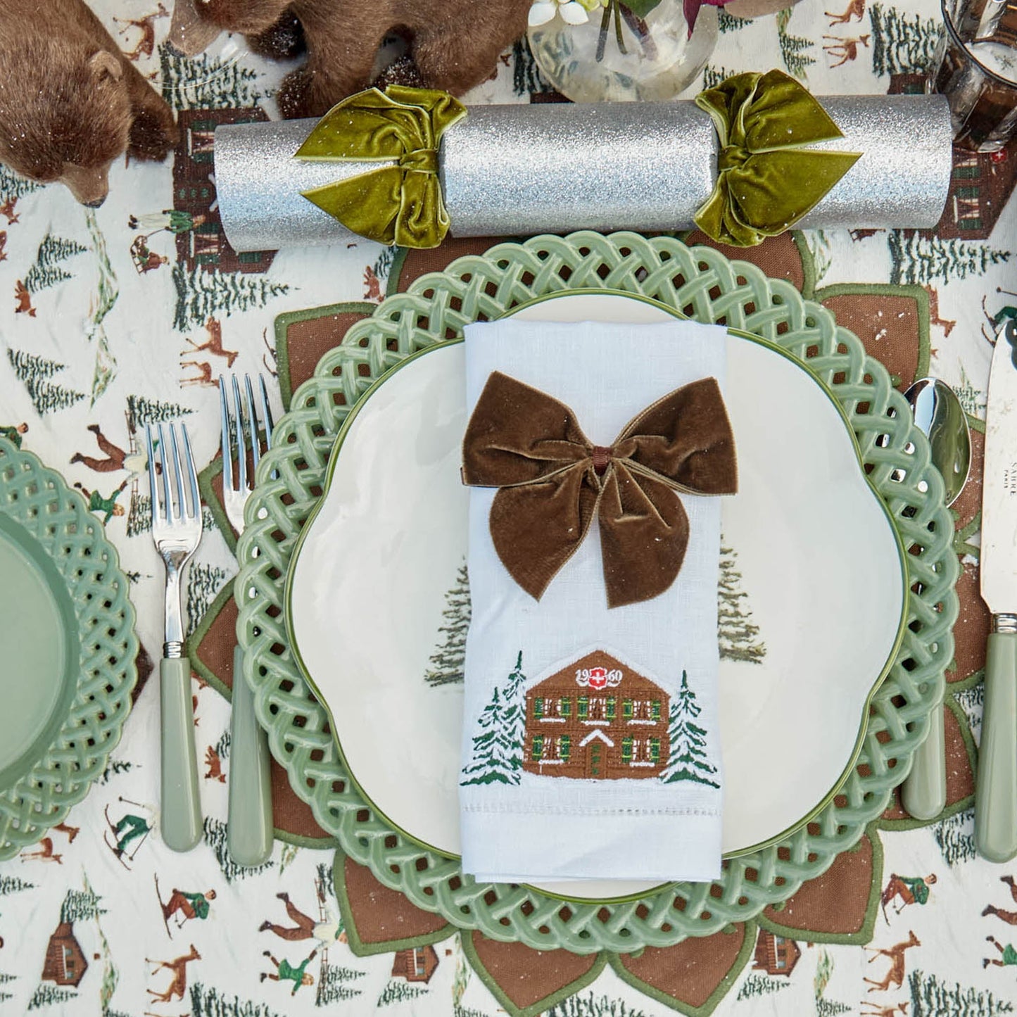 Sage Basketweave Dinner Plates (Set of 4)