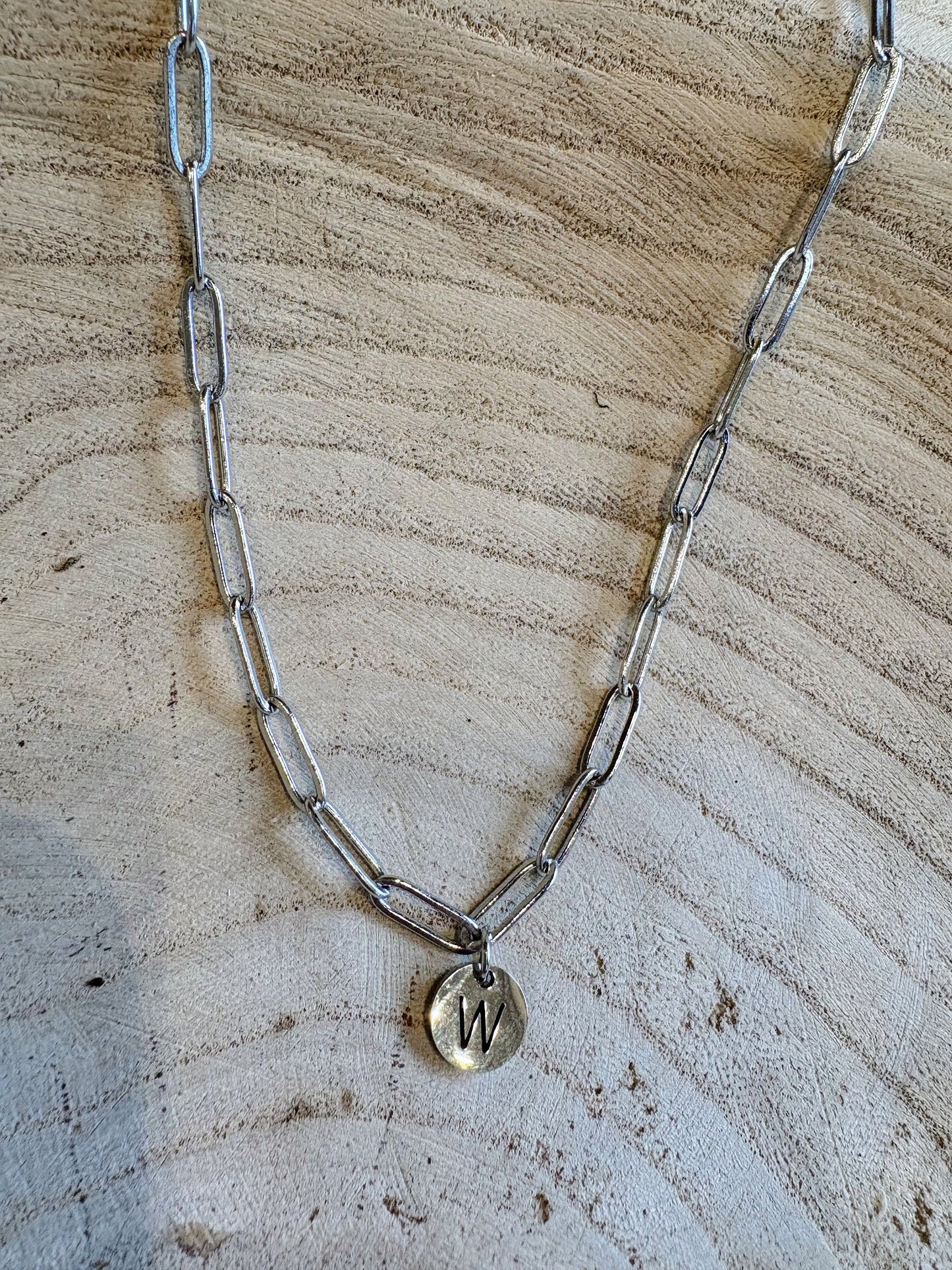letter paperclip chain necklace - w